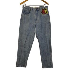 Ambush Embroidered Dragon Graffiti Baggy Jeans Blue Acid Wash Size‎ 30 (P740)
